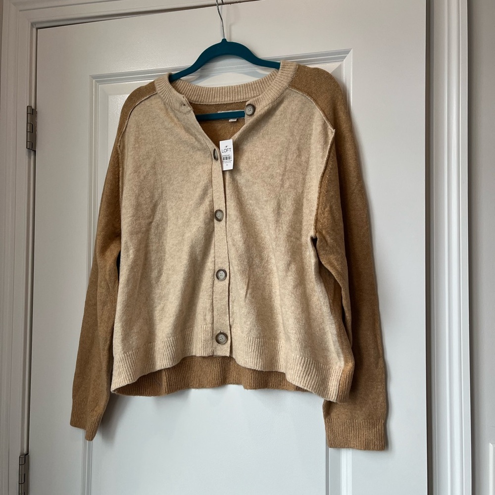 LOFT Colorblock Saddle Sleeve Cardigan